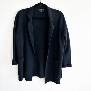 J. Crew Eloise Sweater Blazer Womens S Black Open Front Knit Cardigan BA552